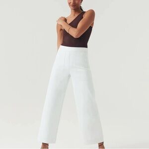 NWT Spanx white on-the-go cropped wide leg pants ultimate opacity technology M